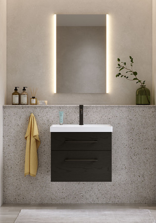 Tvättställsskåp Fix Trend Svart Trästruktur Med Tvättställ 550