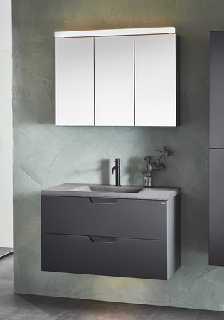 Badrumsskåp Noro Studio Antracit Med Tvättställ Attract Betong 900