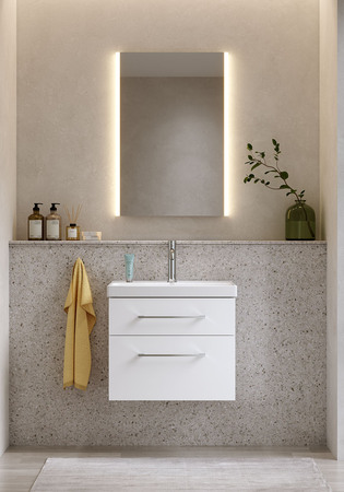 Tvättställsskåp Fix Trend Vit Matt Med Tvättställ 550