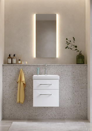 Tvättställsskåp Fix Trend Vit Matt Med Tvättställ 420