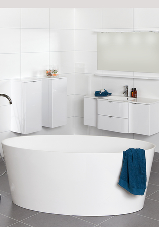 Badkar Sand White, Vit Gjutmarmor