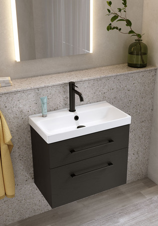 Tvättställsskåp Fix Trend Svart Trästruktur Med Tvättställ 550