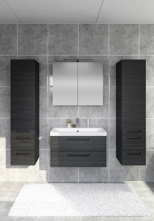 Badrumsskåp Noro Relounge Med Tvättställ 1000 Svart Fanér 