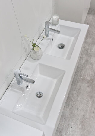 Tvättställ Lifestyle Concept 1160 Porslin Center Låg, Dubbel