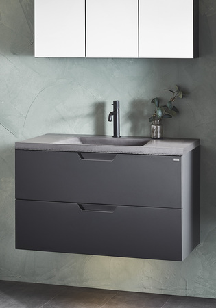 Badrumsskåp Noro Studio Antracit Med Tvättställ Attract Betong 900